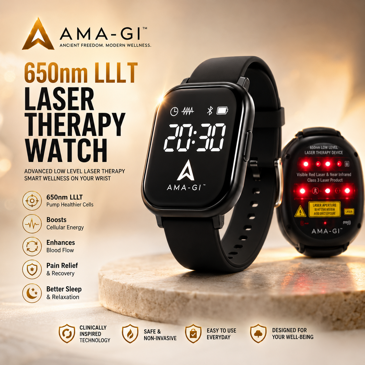 AMA-GI™ 650nm Laser Therapy Smart Watch